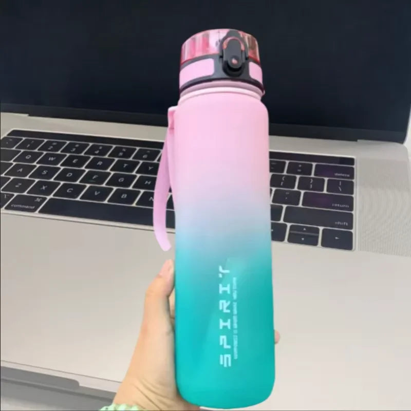 500ML/650ML/1000ML Large Capacity Sports Bottle Motivational Leak Proof Portable Reusable Plastic Cups Outdoor Travel Gym Jugs